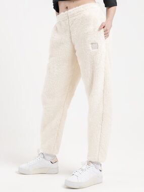 NWOT adidas Fluffy Teddy Plush Fleece Pants in Cream
